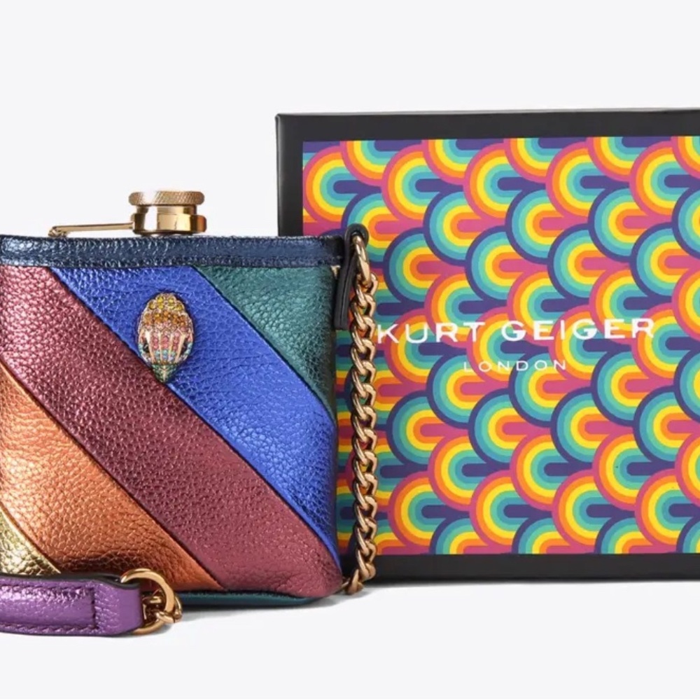 Kurt Geiger Multicolor Striped Crossbody Bag w/KG London Kensington Flask